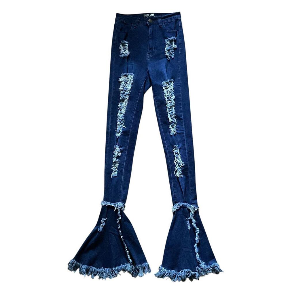 JC JQ Dark Ripped Skinny Bell Bottoms: Y2K, Modern
